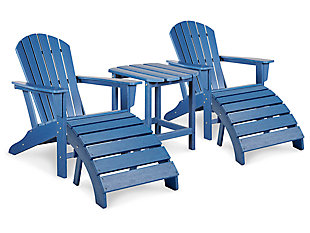 Sundown Treasure 2 Outdoor Adirondack Chairs and Ottomans with Side Table, Blue, large