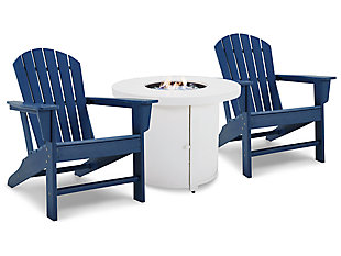 Sundown Treasure Fire Pit Table and 2 Chairs, Blue, large