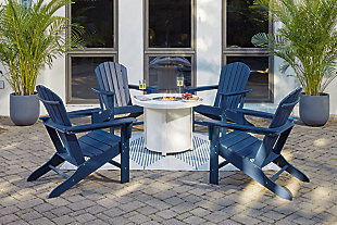 Sundown Treasure Outdoor Fire Pit Table and 4 Chairs, Blue, rollover