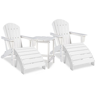 Sundown Treasure 2 Outdoor Adirondack Chairs and Ottomans with Side Table, White, large