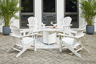 Sundown Treasure Outdoor Fire Pit Table and 4 Chairs, White, rollover