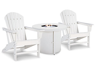Sundown Treasure Fire Pit Table and 2 Chairs, White, large