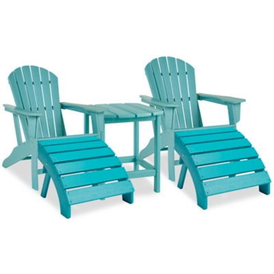 Sundown Treasure 2 Outdoor Adirondack Chairs and Ottomans with Side Table, Turquoise, large