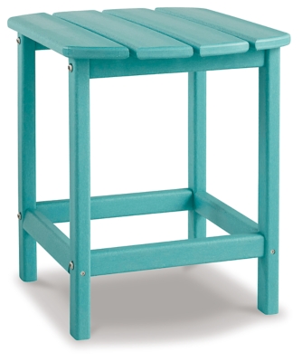 Add cottage-quaint charm to your outdoor oasis with the Sundown Treasure 3-piece outdoor set in turquoise. Made of a hearty hard plastic material, it’s sure to weather the seasons beautifully. Designed to shed rainwater, the chair and table’s slatted styling provides exceptional form and function.Includes 2 Adirondack chairs and 1 end table | Chair and table made of virgin high-density polyethylene (hard plastic) material | Chair and table with turquoise finish | Chair and table with textured grain finish | Chair and table slatted design | Assembly required | Estimated Assembly Time: 75 Minutes