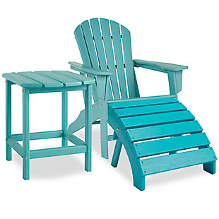 Sundown Treasure Outdoor Adirondack Chair and Ottoman with Side Table, Turquoise, large