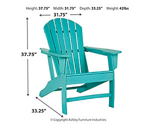 Add cottage-quaint charm to your outdoor oasis with the Sundown Treasure 3-piece outdoor set in turquoise. Made of a hearty hard plastic material, it’s sure to weather the seasons beautifully. Designed to shed rainwater, the chair and table’s slatted styling provides exceptional form and function.Includes 2 Adirondack chairs and 1 end table | Chair and table made of virgin high-density polyethylene (hard plastic) material | Chair and table with turquoise finish | Chair and table with textured grain finish | Chair and table slatted design | Assembly required | Estimated Assembly Time: 75 Minutes