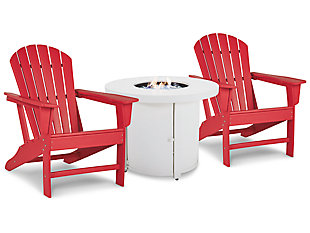 Sundown Treasure Fire Pit Table and 2 Chairs, Red, large