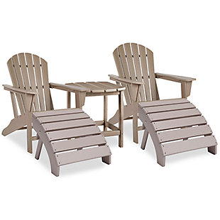 Sundown Treasure 2 Outdoor Adirondack Chairs and Ottomans with Side Table, Driftwood, large