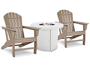 Sundown Treasure Fire Pit Table and 2 Chairs, Driftwood, large