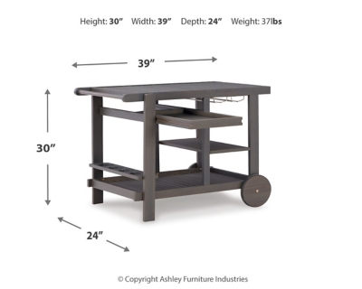 Kailani Serving Cart, Gray, large