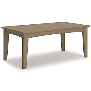 Hyland wave Outdoor Coffee Table, Driftwood, large