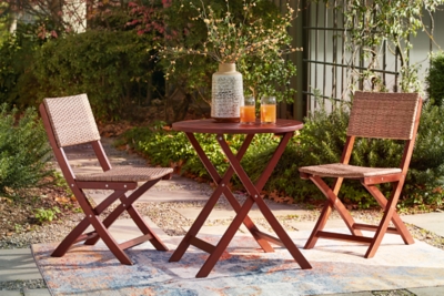 Safari Peak Outdoor Table and Chairs (Set of 3), Brown, large
