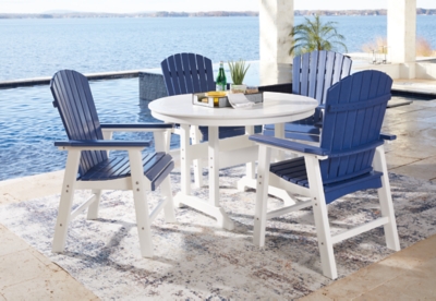 Toretto Outdoor Dining Table and 4 Chairs, Blue/White, large