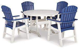 Toretto Outdoor Dining Table and 4 Chairs, Blue/White, large