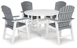 Transville Outdoor Dining Table and 4 Chairs, Gray/White, large