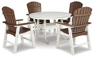 Genesis Bay Outdoor Dining Table and 4 Chairs, Brown/White, large