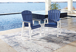 Toretto Outdoor Dining Arm Chair (Set of 2), Blue/White, rollover