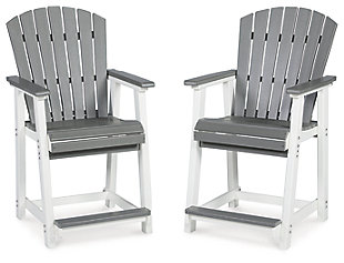 Transville Outdoor Counter Height Bar Stool (Set of 2), Gray/White, large