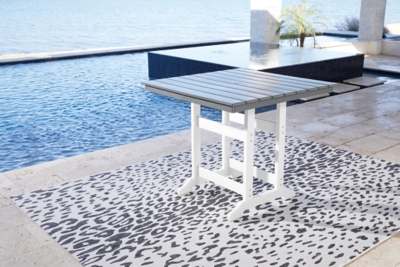 Transville Outdoor Counter Height Dining Table, Gray/White, large