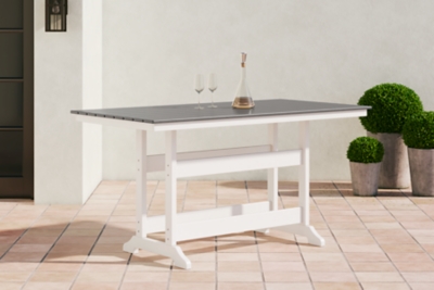 Transville Outdoor Counter Height Dining Table, Gray/White