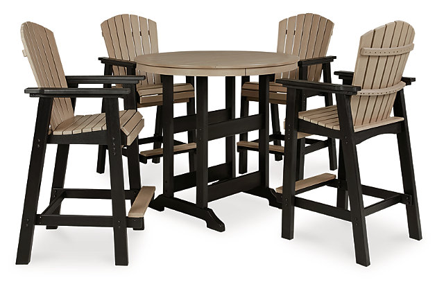Fairen Trail 5 Piece Outdoor Bar Table, Round High Top Table With Bar Stools