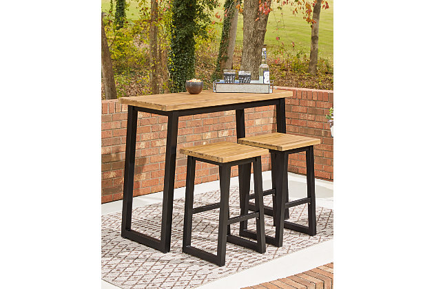 Town Wood Outdoor Counter Table Set, Outdoor Counter Height Dining Table And Chairs