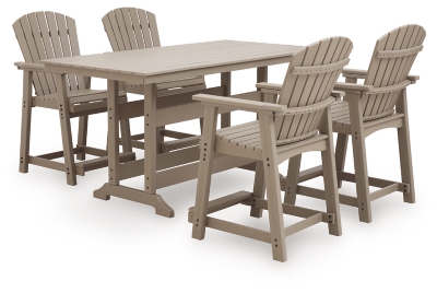 Sandy Dune Outdoor Counter Height Dining Table and 4 Barstools, , large