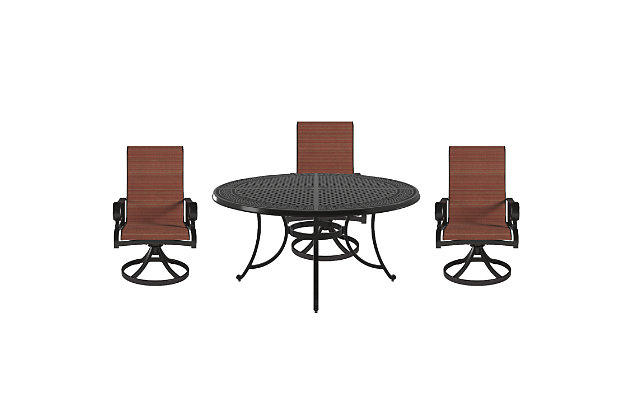 Burnella Outdoor Dining Table And 6, Ashley Burnella Fire Pit