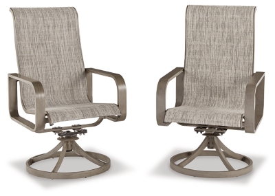 Beach Front Sling Swivel Chair (Set of 2), Beige