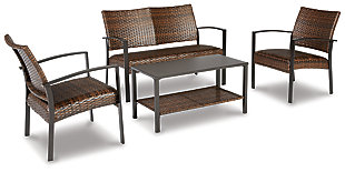 Zariyah Outdoor Love/Chairs/Table Set (Set of 4), , large