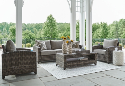 P335-081 Oasis Court 4-Piece Outdoor Conversation Set, Gray sku P335-081