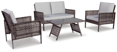 Lainey Outdoor Love/Chairs/Table Set (Set of 4), , large