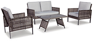 Lainey Outdoor Love/Chairs/Table Set (Set of 4), , large