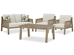 Barn Cove Outdoor Loveseat and 2 Chairs with Coffee Table, , large