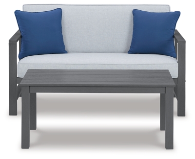Fynnegan Outdoor Loveseat with Table (Set of 2), , large