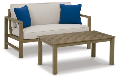 Fynnegan Outdoor Loveseat with Table (Set of 2), , large