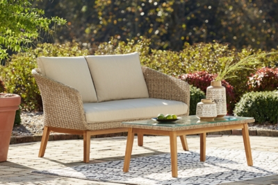 Wicker patio loveseat discount clearance