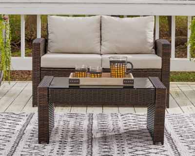 East Brook Outdoor Loveseat with Table (Set of 2), , rollover