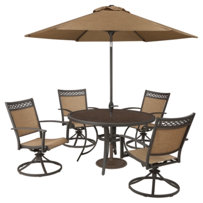 Carmadelia 7 Piece Outdoor Dining Set With Umbrella Ashley Furniture Homestore