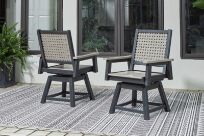 Mount Valley Outdoor Swivel Chair (Set of 2), Driftwood/Black