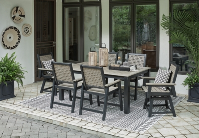 APG-P384-7P Mount Valley Outdoor Dining Table and 6 Chairs, Dr sku APG-P384-7P