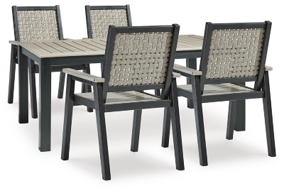Mount Valley Outdoor Dining Table and 4 Chairs, Driftwood/Black
