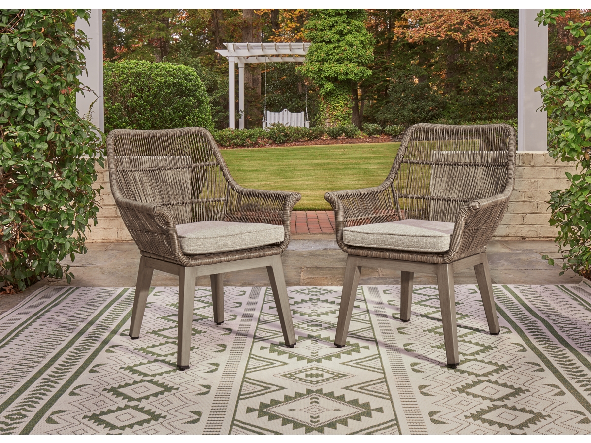 Beach Front Outdoor Arm Chair with Cushion (set of 2) - Beige