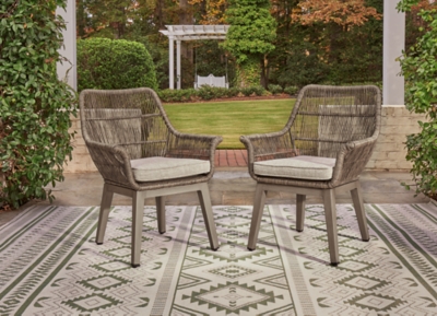 Beach Front Outdoor Arm Chair with Cushion (set of 2) - Beige