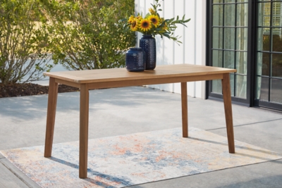 Janiyah Outdoor Dining Table, Light Brown