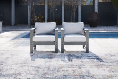 Amora Outdoor Lounge Chair (Set of 2), Charcoal Gray