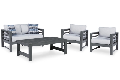 Amora Outdoor Loveseat and 2 Chairs with Coffee Table, , large