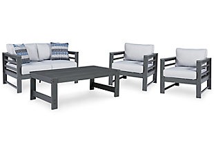 Amora Outdoor Loveseat and 2 Chairs with Coffee Table, , rollover