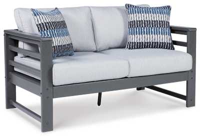 Amora Outdoor Loveseat, Charcoal Gray