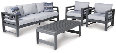 Amora Outdoor Sofa and 2 Chairs with Coffee Table, , large